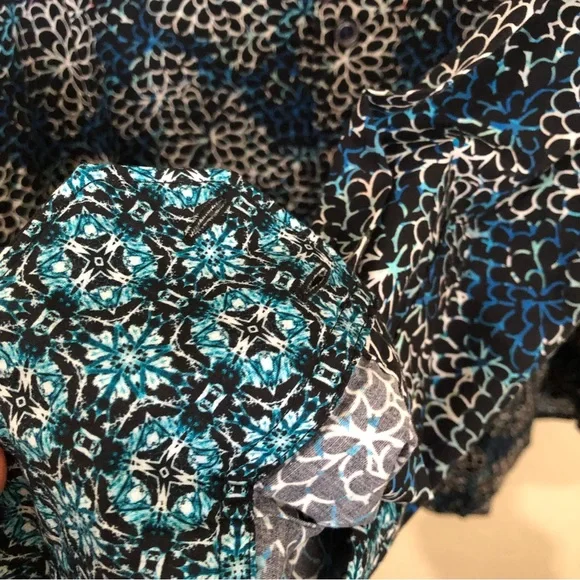 ROBERT GRAHAM Large Baltic Long Sleeve Shirt Flip Cuff Navy Floral Geometric NWT - Picture 9 of 13